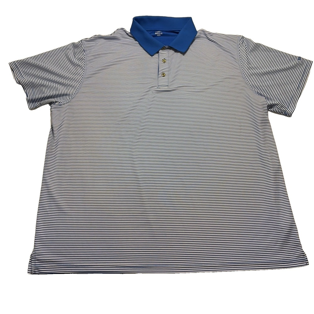 Reebok Performance Golf Polo Shirt Men 4XLT Blue White Striped Stretch Tall